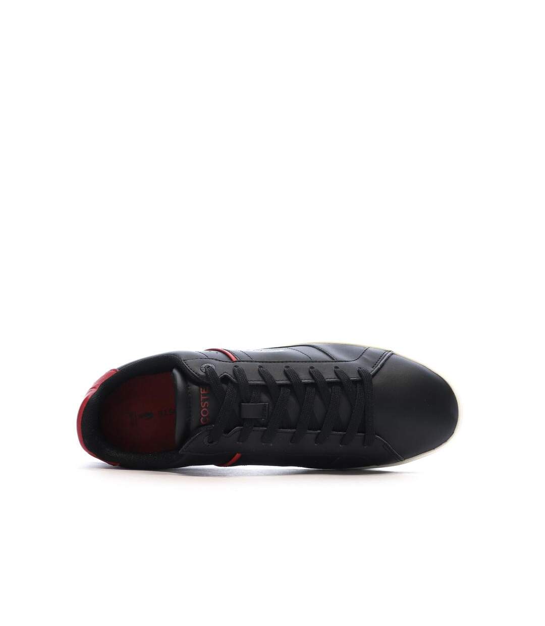Baskets noires/rouges homme lacoste court-4