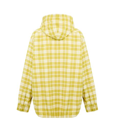 Unisex Adult Plaid Hooded Regular Long-sleeved Shirt Yellow Diesel