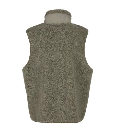 Mens Bonded Sherpa Gilet Pale Olive Build Your Brand