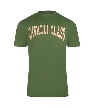 T-shirt Motif Universitaire Homme Vert Cavalli Class