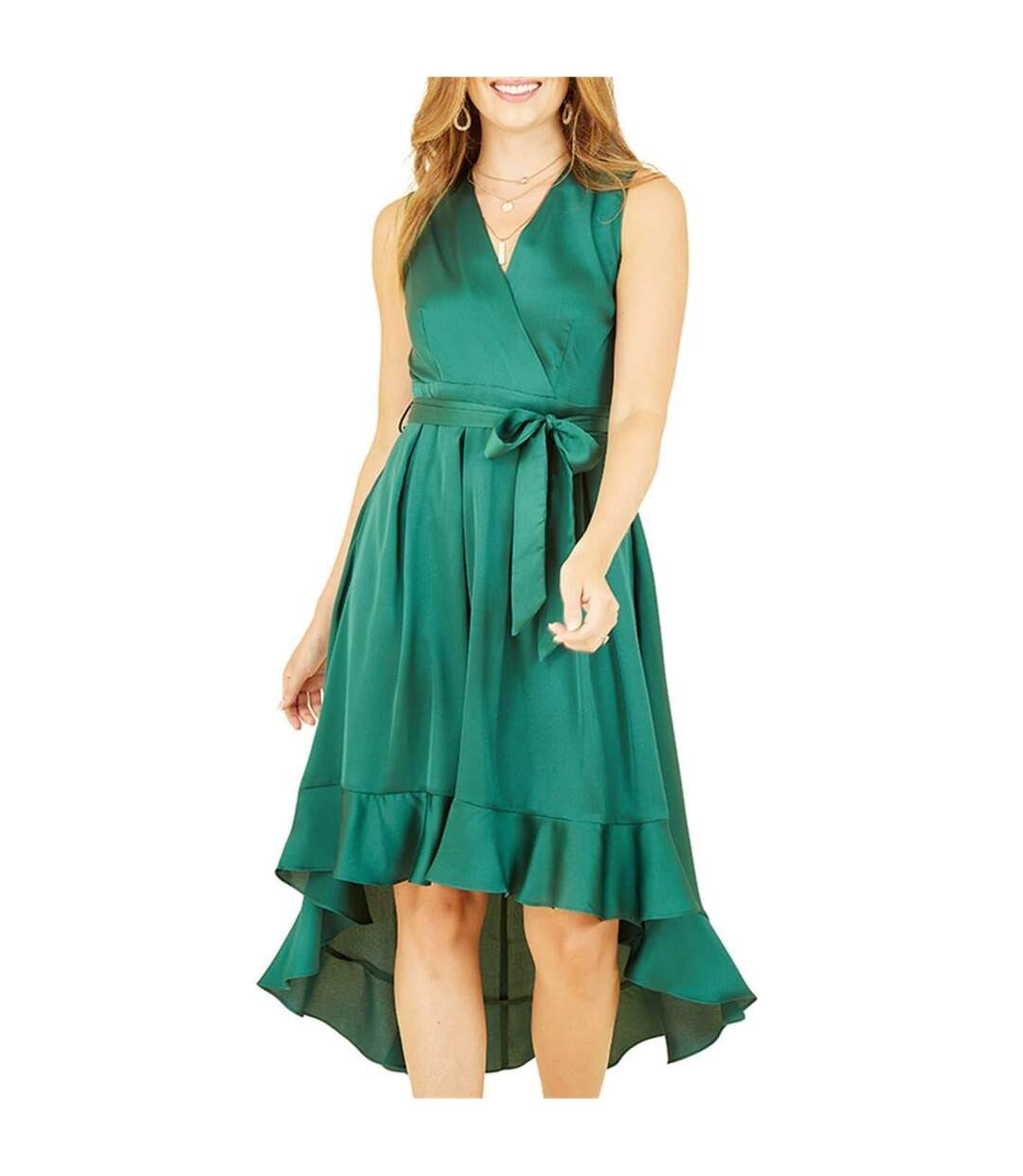 Robe Portefeuille Sans Manches Femme Vert Mela London-4
