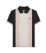 Mens Panel Short-sleeved Polo Shirt Black Cream Beige Lambretta-1