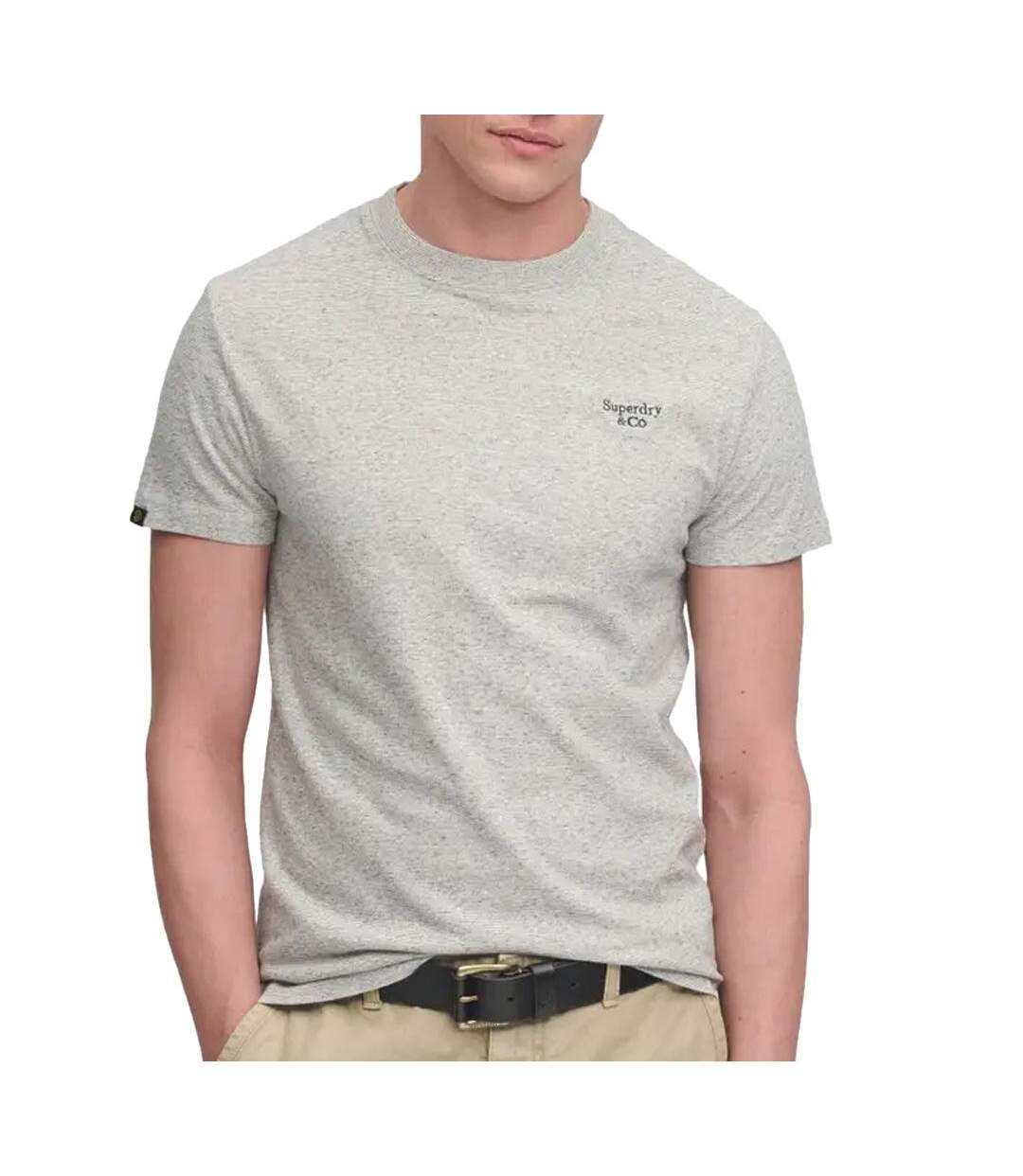T-Shirt gris clair homme superdry essential serif-1