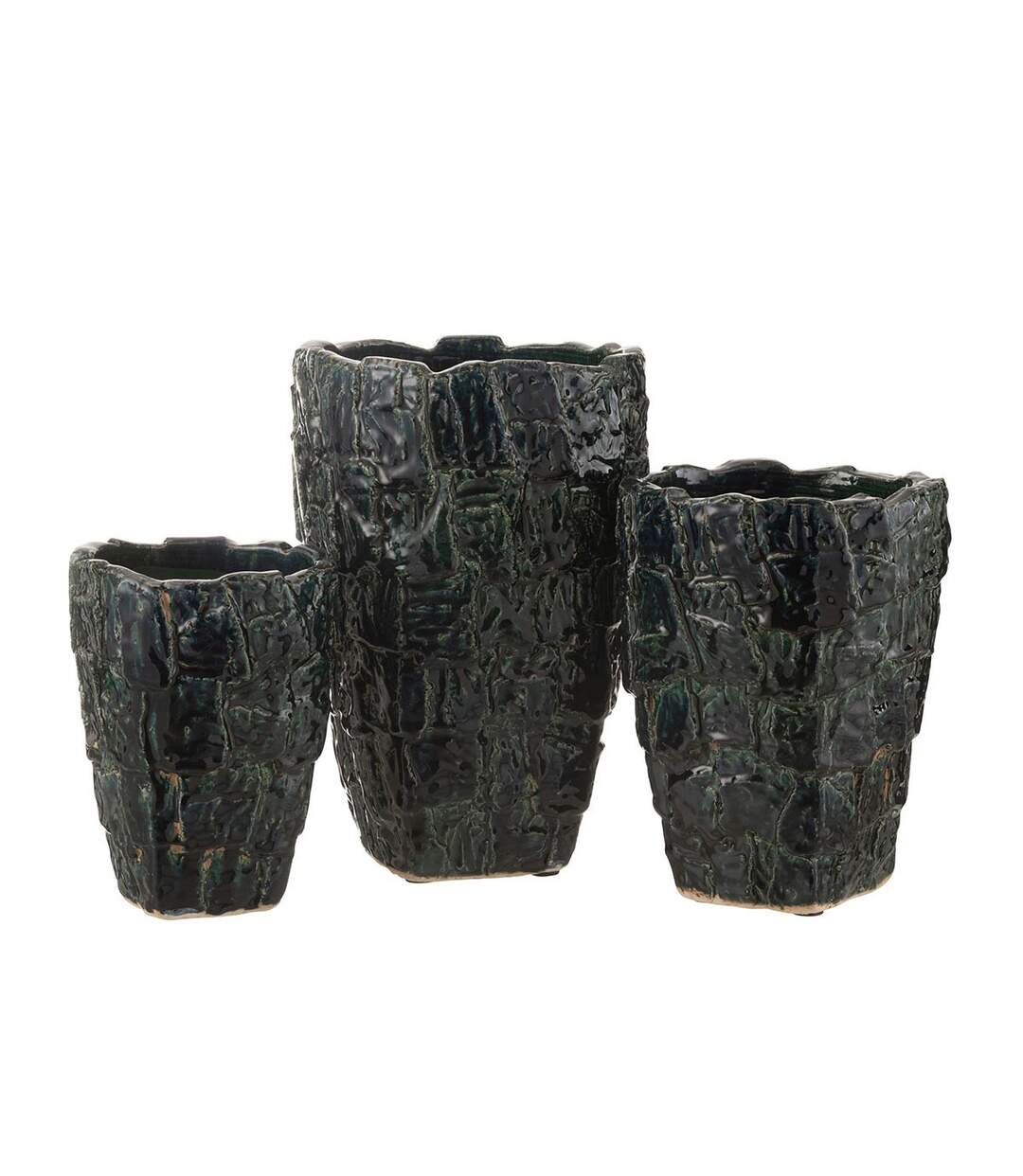 Vase Design en Céramique Akane 36cm Vert Pétrole-2