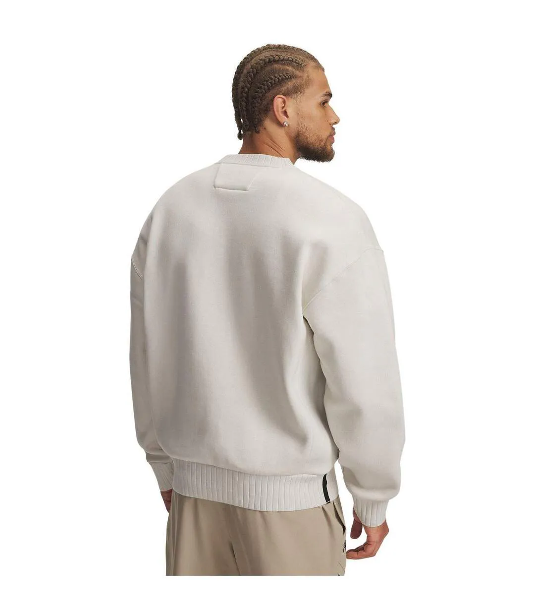 Mens Woodmark Ribbed Collar Oversized Sweatshirt White Under Armour-3