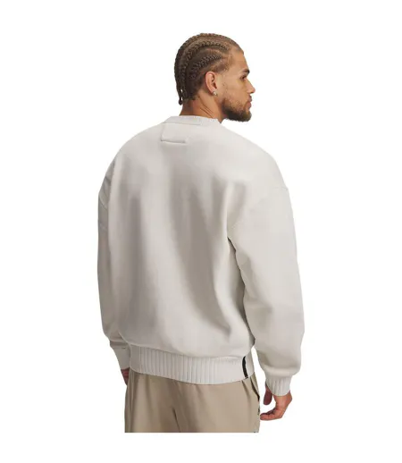 Mens Woodmark Ribbed Collar Oversized Sweatshirt White Under Armour