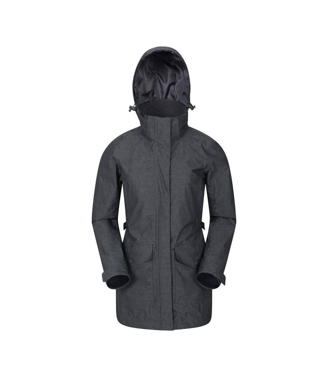 Womens/ladies shore textured waterproof jacket grey Mountain Warehouse-1