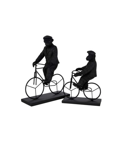Paris Prix - Statuette Déco singe Vélo 33cm Noir