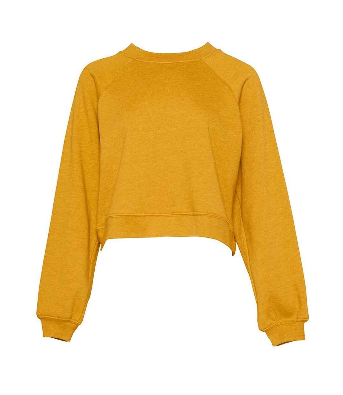 Bella + Canvas Womens/Ladies Raglan Crop Sweatshirt (Mustard Yellow Heather)