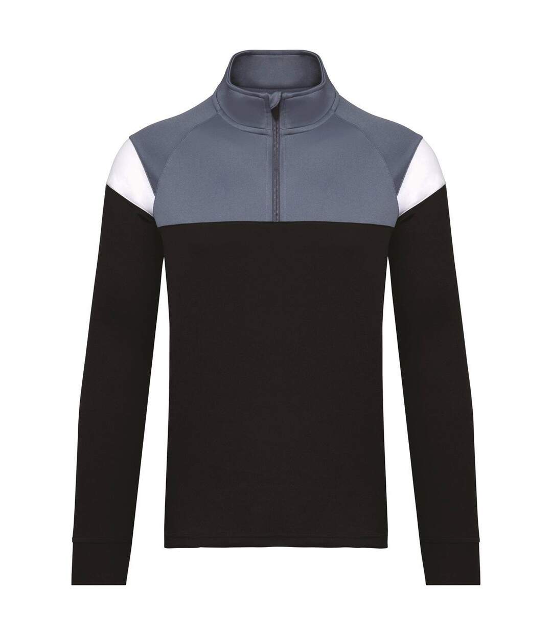 Sweat d'entrainement 1/4 de zip - Unisexe - PA387 - noir et gris