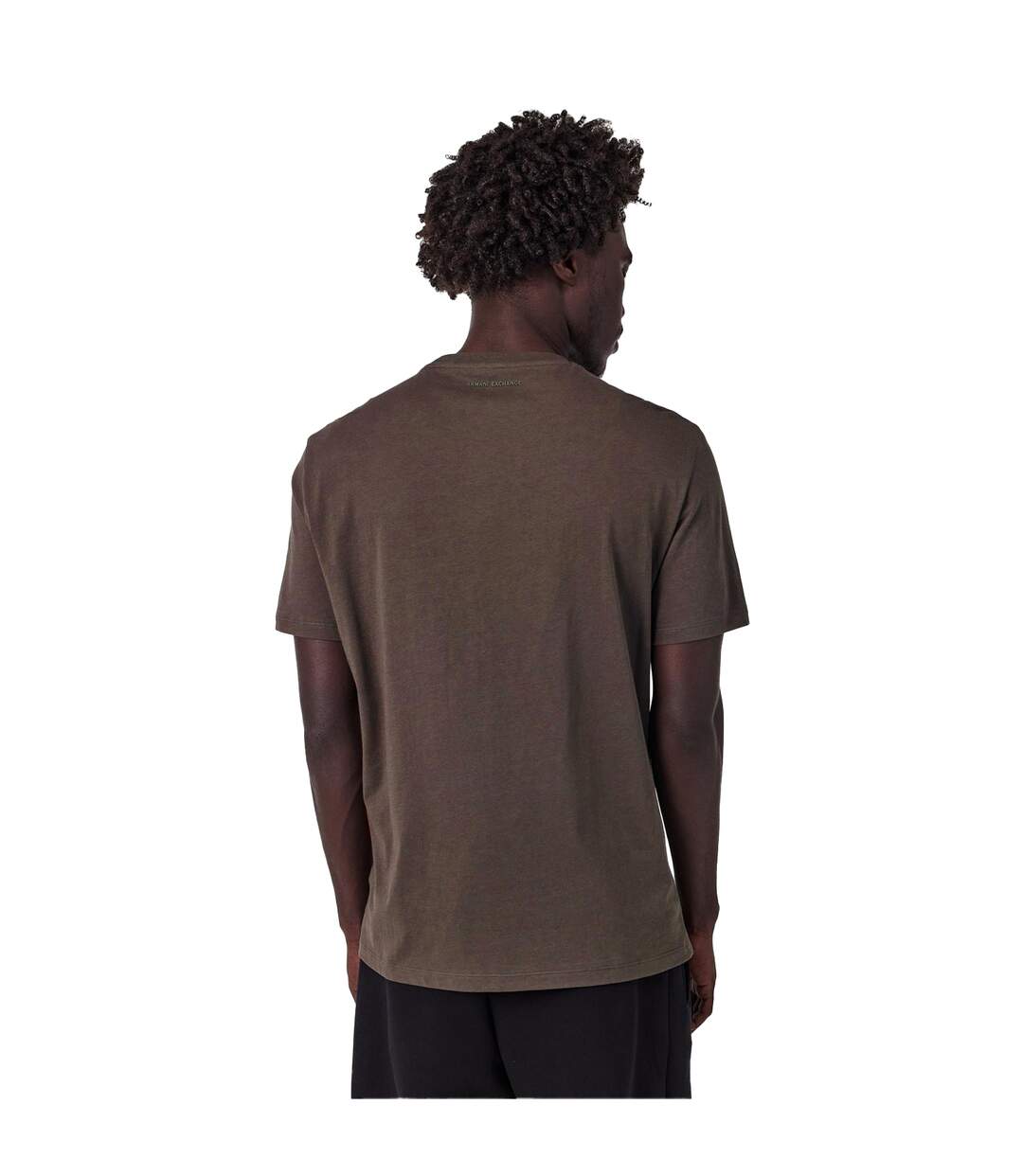 Mens Geometric Cotton Regular T-shirt Khaki Tone Armani Exchange-4