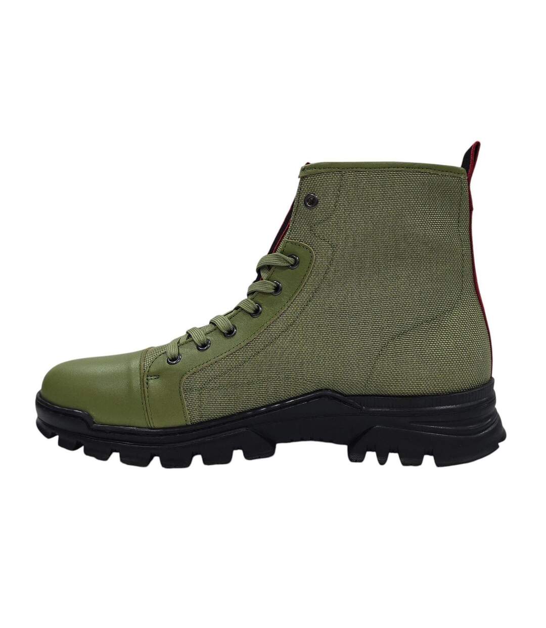 Mens Lucas Leather Combat Boots Light Green Firetrap-3