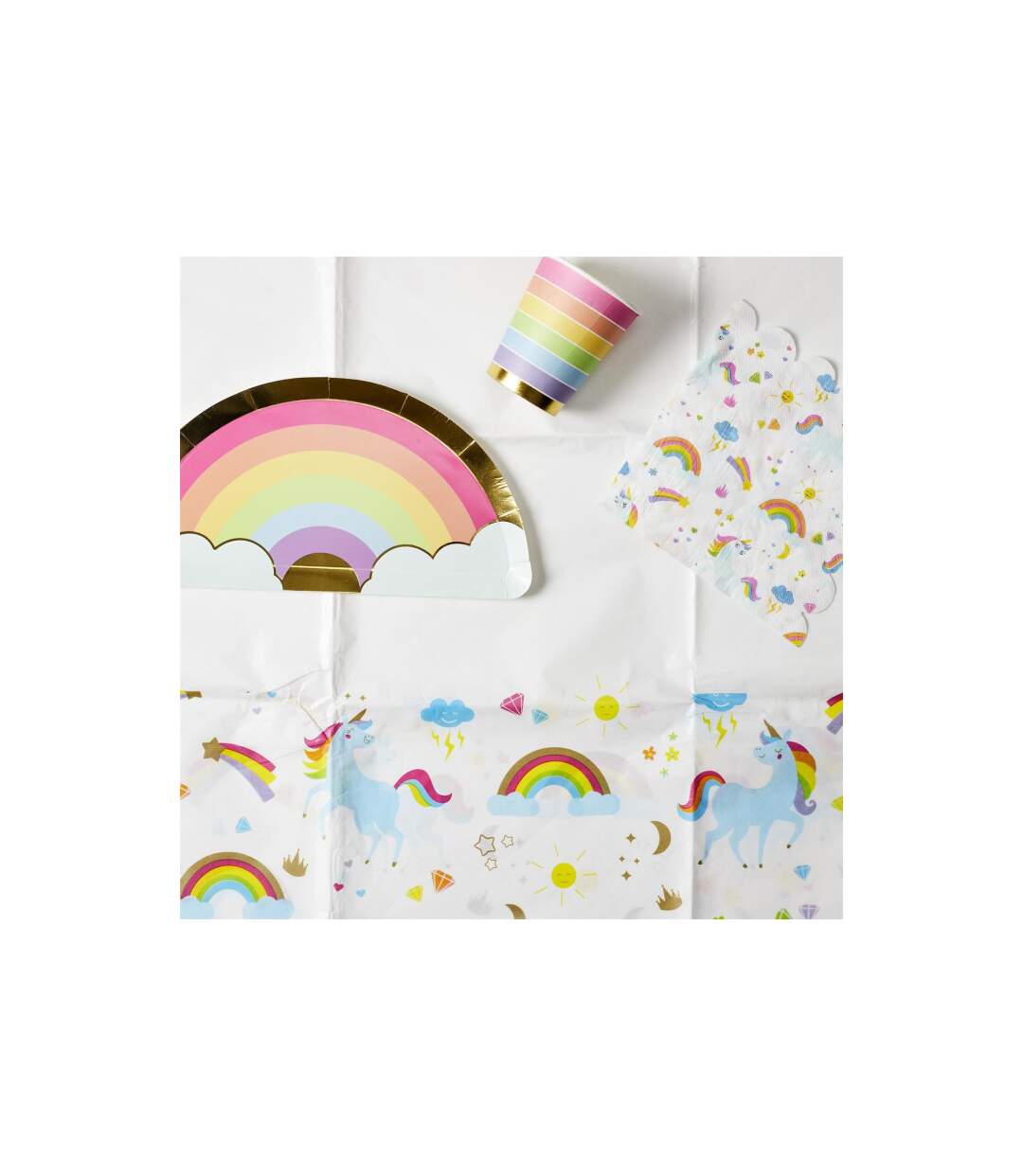 Nappe en Papier Licorne 137x183cm Blanc-3