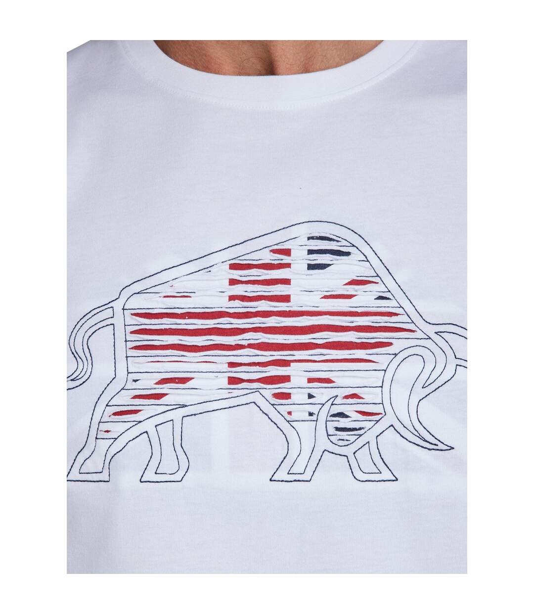 T-shirt Motif/style Taureau Tailladé Homme Blanc Raging Bull-4