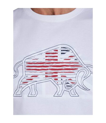 T-shirt Motif/style Taureau Tailladé Homme Blanc Raging Bull