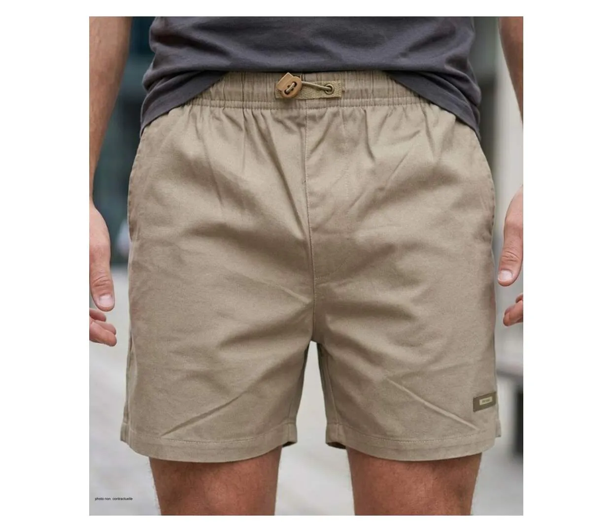 Short homme MAYFLOWER 710117U003 lierre beige : le bermuda 3 poches robuste en polycoton-1