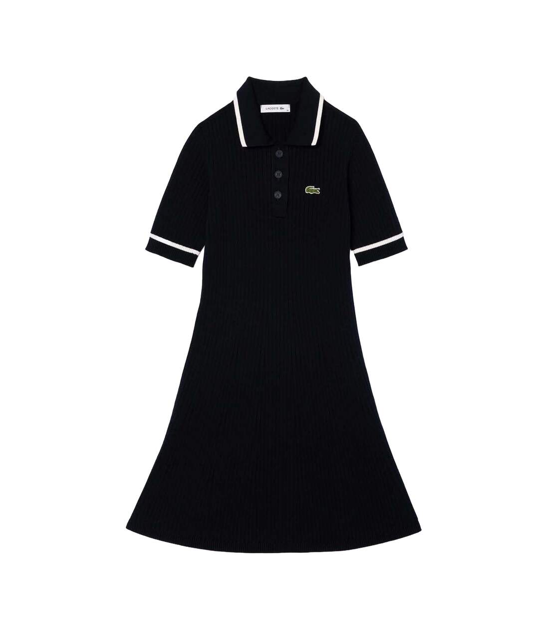 Womens/ladies Flared Seamless Polo Shirt Dress Blue Lacoste-2