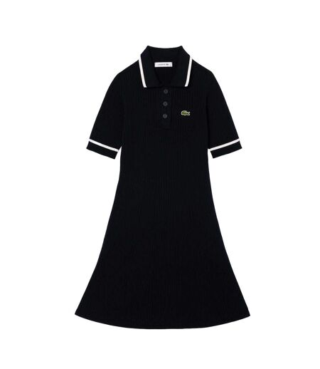 Womens/ladies Flared Seamless Polo Shirt Dress Blue Lacoste
