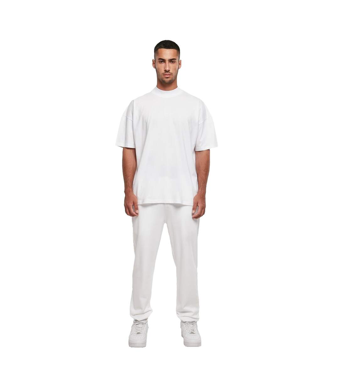 Mens Mock Neck Oversized T-shirt White Build Your Brand-1
