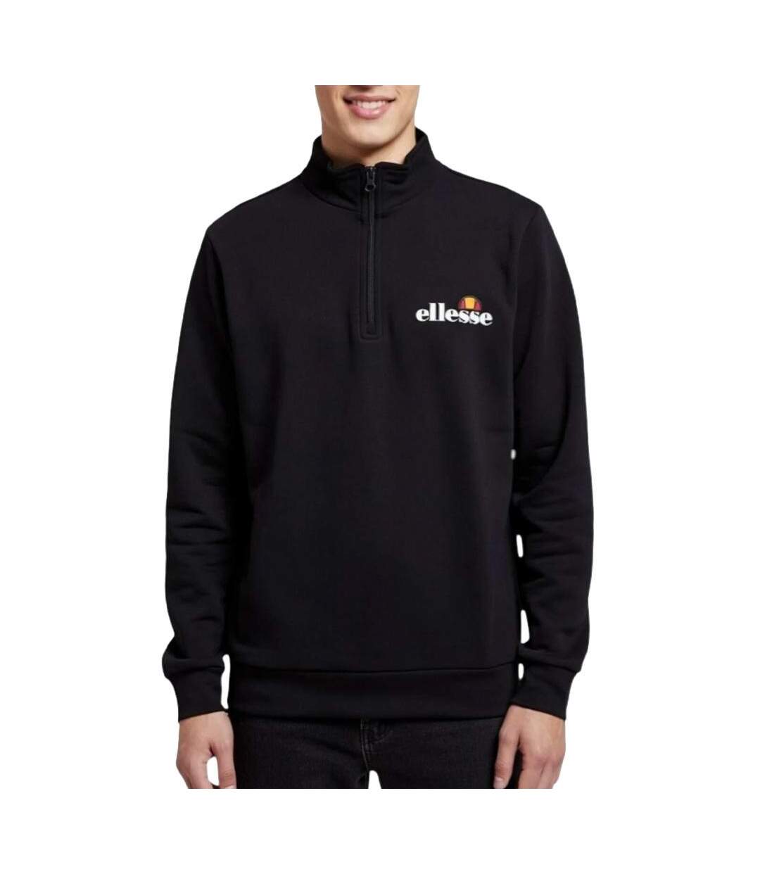 Sweat 1/4 de zip noir homme ellesse sop23615a-1