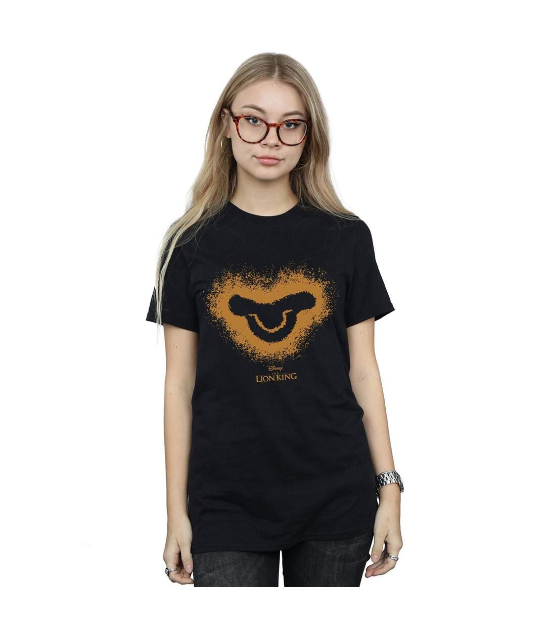 Disney Womens/Ladies The Lion King Movie Simba Baby Face Cotton Boyfriend T-Shirt (Noir) - UTBI29260-2