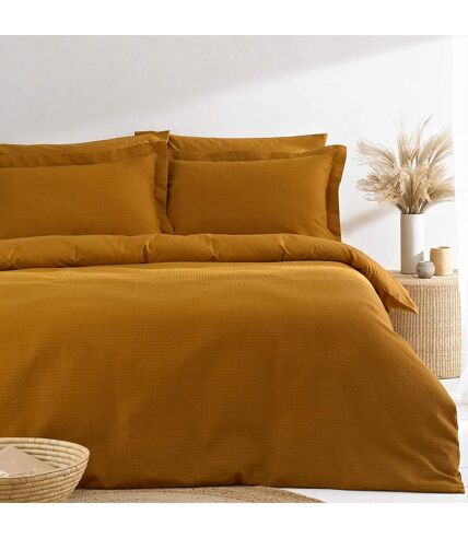 Jansons Waffle Duvet Set (Antique Mustard) - UTRV1123