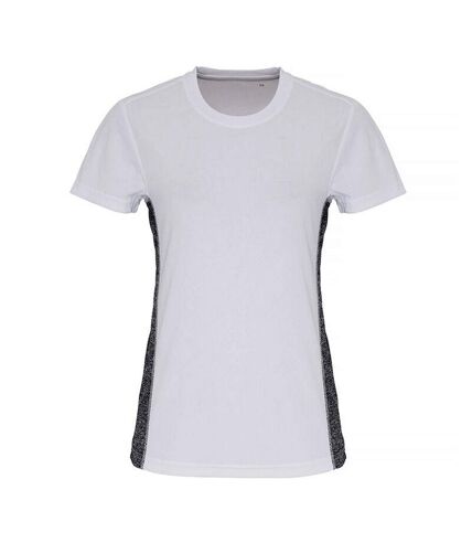 TriDri Womens/Ladies Contrast Panel Performance T-Shirt (White/Black Melange) - UTRW6540