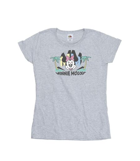 Disney T-shirt en coton palmier Minnie MM Femme/Ladies (Gris sportif) - UTBI33333