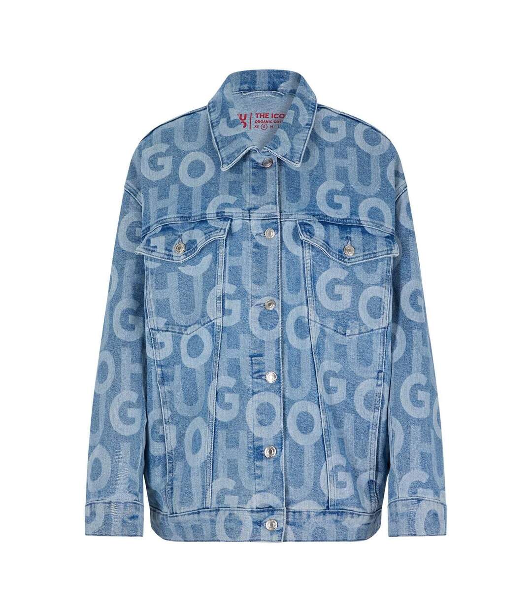 Womens/ladies The Icon Oversized Denim Jacket Turquoise Hugo-2