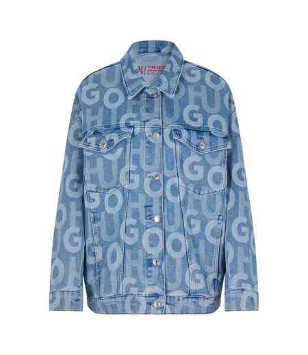 Womens/ladies The Icon Oversized Denim Jacket Turquoise Hugo
