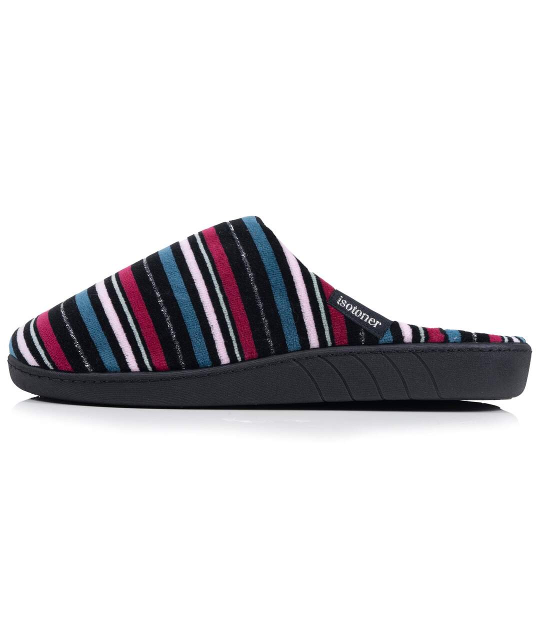 Isotoner Chaussons Mules femme microvelours semelle ergonomique, mousse à mémoire forme-3