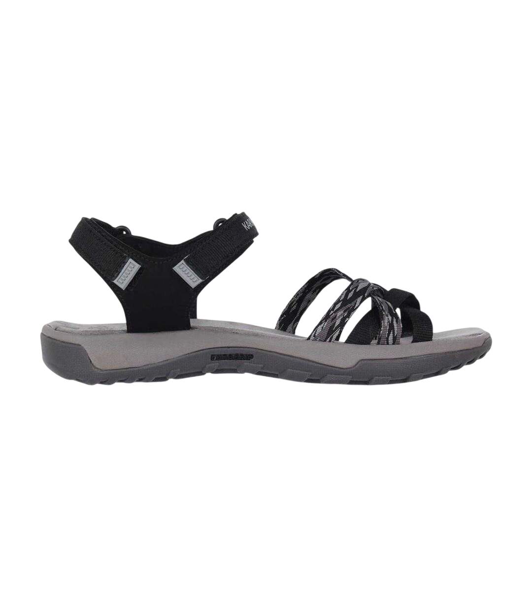 Womens/ladies Salina Cross Strap Leather Walking Sandals Black Grey Karrimor-1