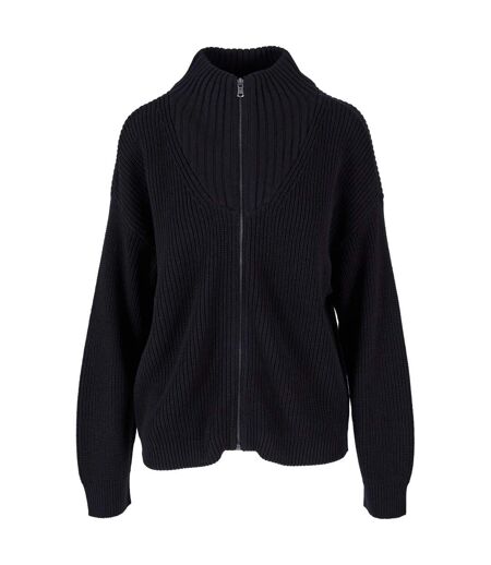 Womens/ladies Knitted Zipped Cardigan Black Urban Classics