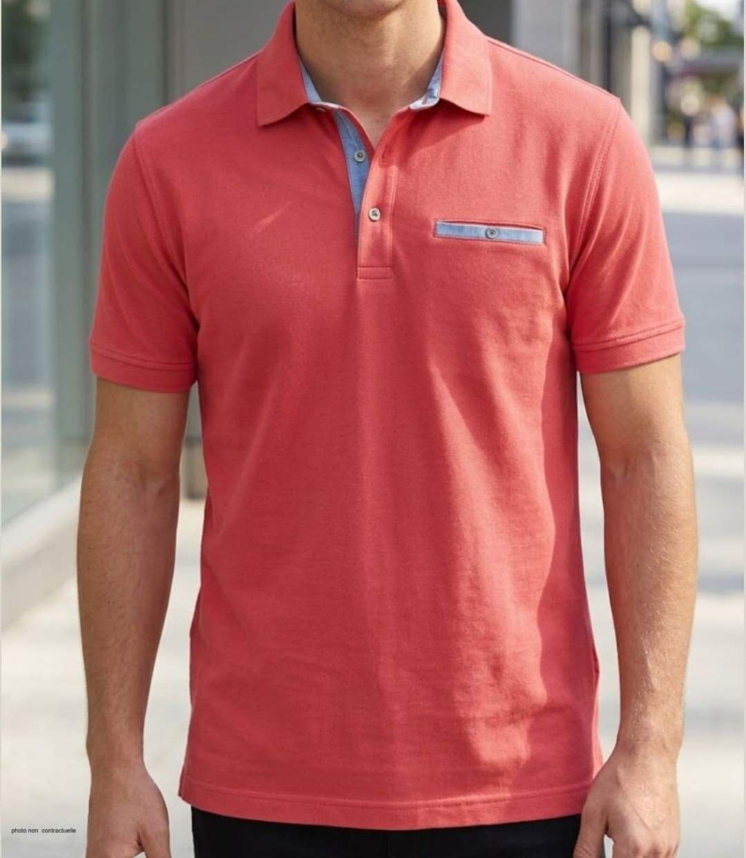 CHALLENGER POL3001C - Polo manches courtes en coton rouge pour un style élégant et respirant-1