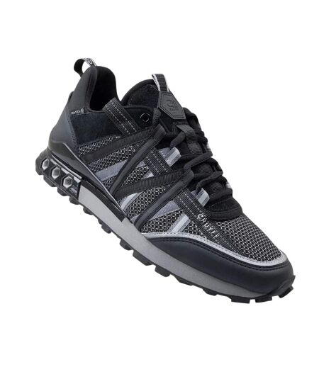 Womens/ladies Hexagon Suede Hex-tech Trainers Black Grey Cruyff