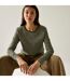 Womens/ladies Federica Stripe Long-sleeved T-shirt Dark Khaki Light Vanilla Regatta-4
