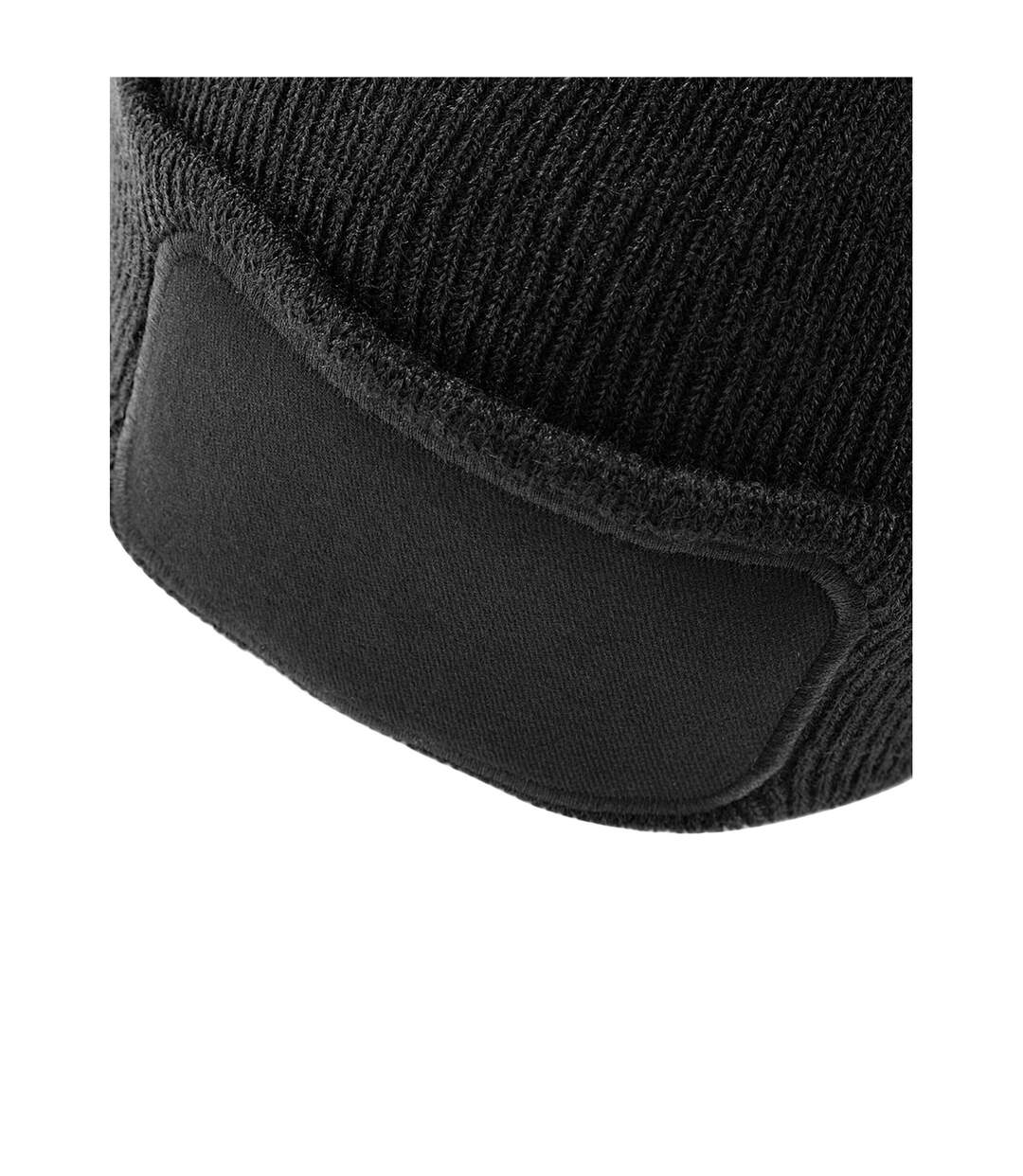 Unisex Adult Patch Beanie Black Beechfield-2