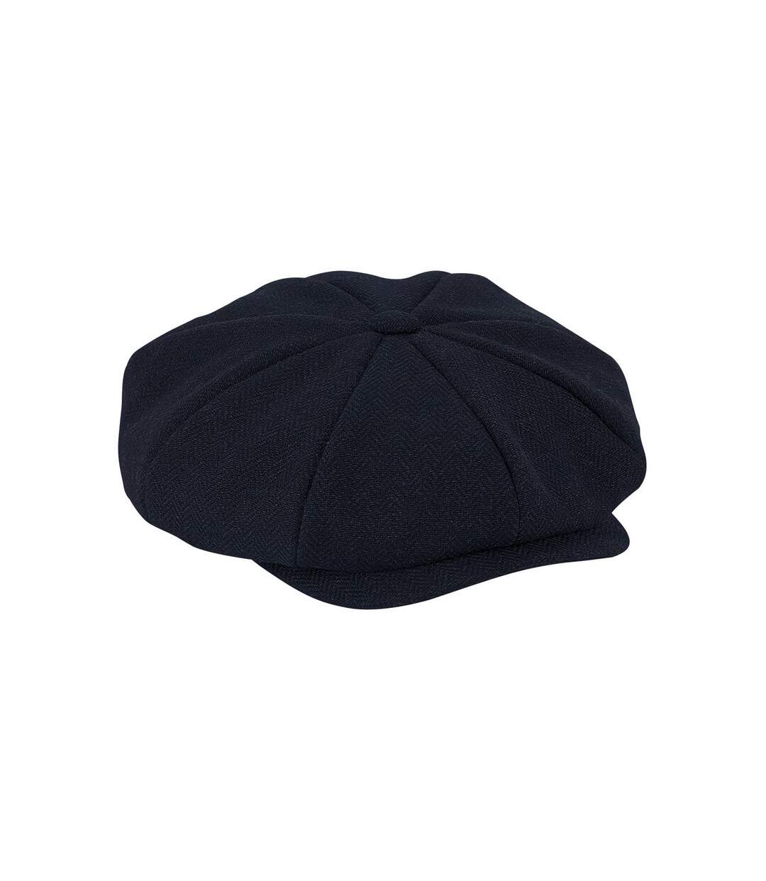 Unisex adult heritage herringbone baker boy cap navy Beechfield-1