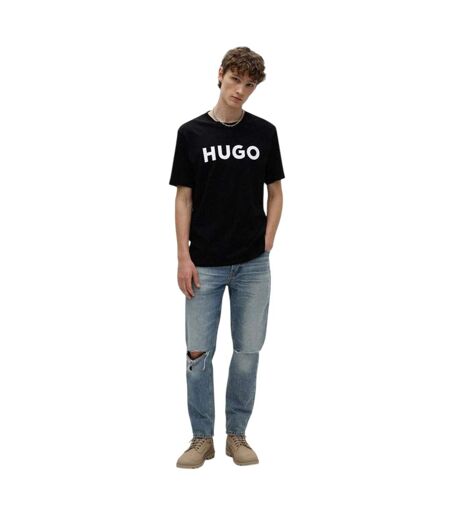 Mens Dulivio Contrast Logo T-shirt Black White Hugo