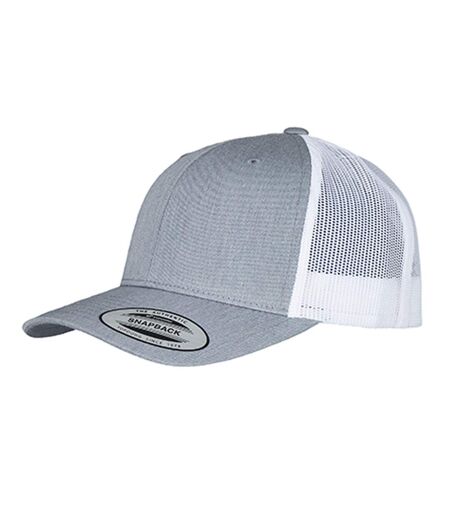 Casquette Trucker Motif/style Rétro Gris Chiné Blanc Flexfit