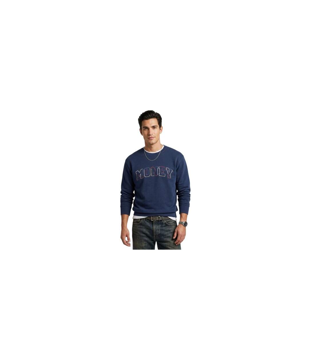 Mens Embroidered Logo Sweatshirt Navy Money-1