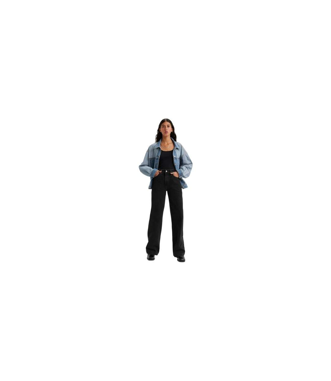 Womens/ladies Cotton Blend Wide Leg Jeans Rosie Levis-1