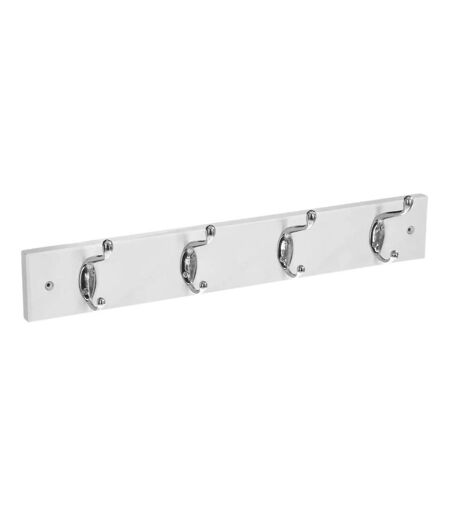 Patère en Bois & Métal 4 Têtes 42cm Blanc