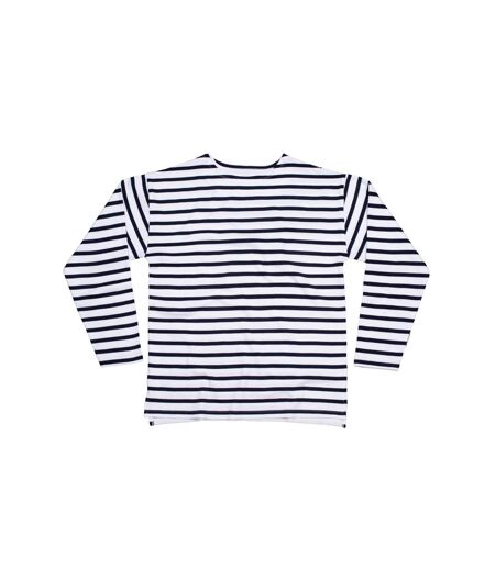 One By Mantis Unisex Adults Long Sleeve Breton Stripe T-Shirt (White/Navy) - UTPC3663