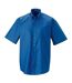 Russell Collection Mens Short Sleeve Easy Care Oxford Shirt (Oxford Blue)