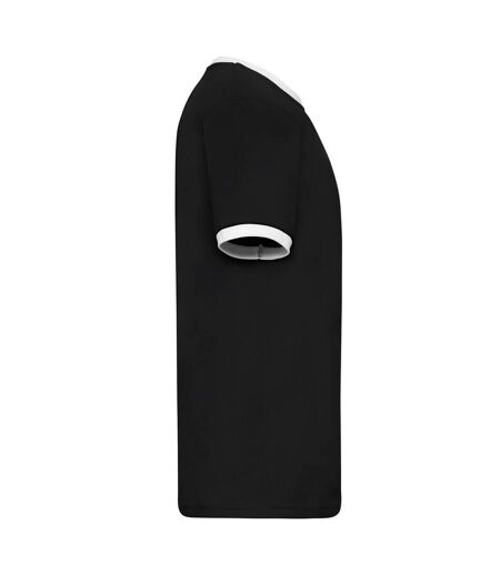 T-shirt Ringer Homme Noir Blanc Fruit Of The Loom