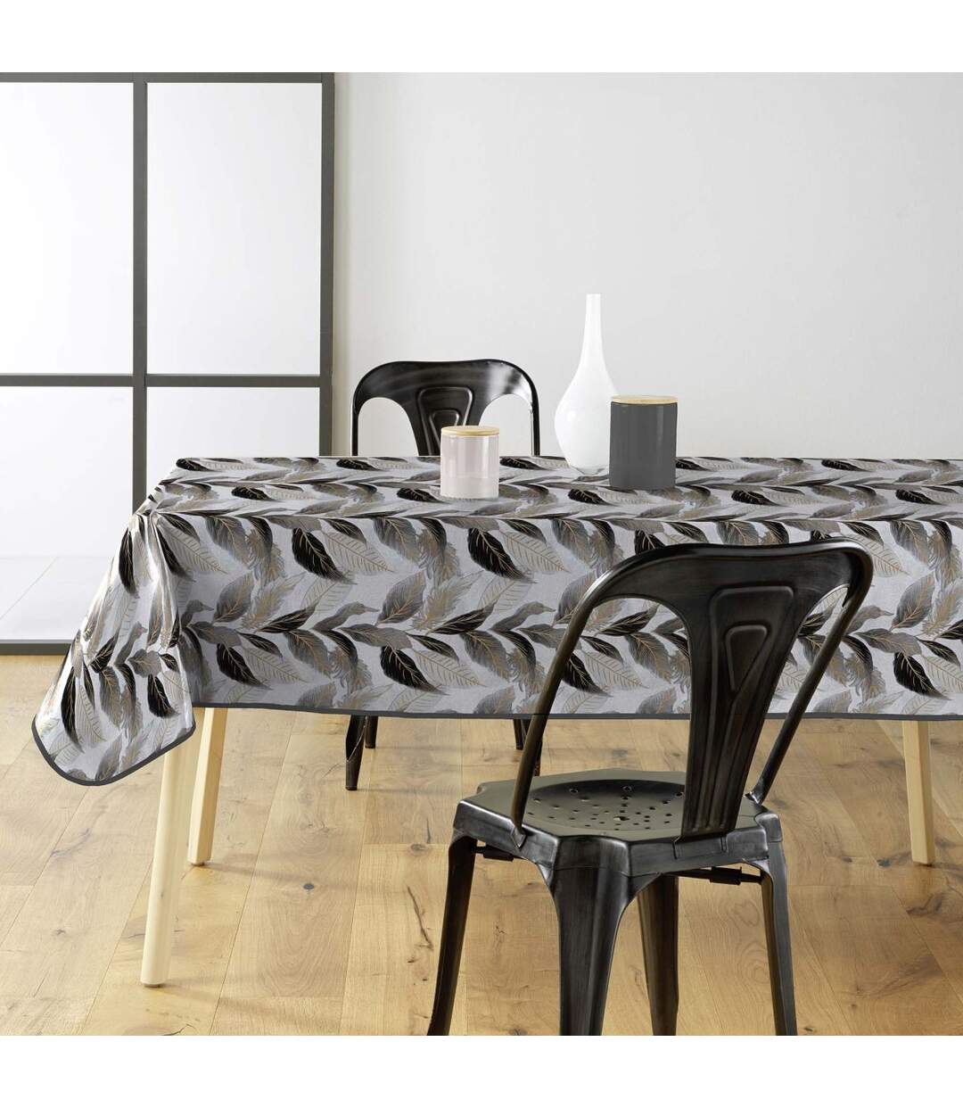 Nappe Toile Cirée Oralia 140x240cm Gris-4
