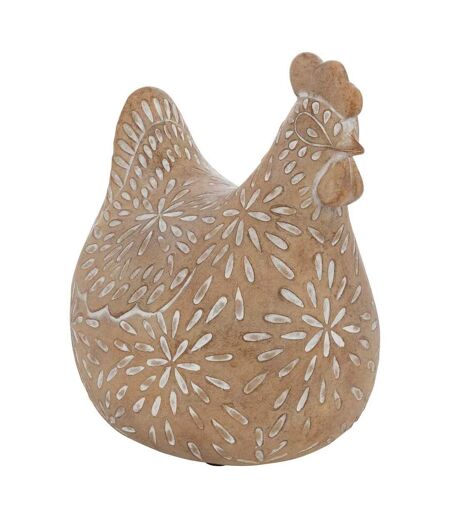 Statuette Poule Déco Linda 12cm Beige