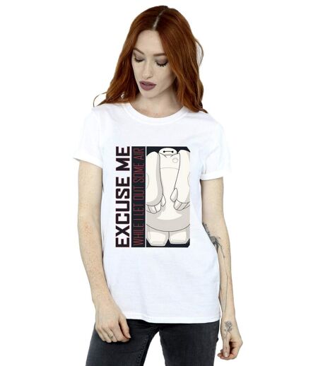 Disney Womens/Ladies Big Hero 6 Baymax Excuse Me Some Air Cotton Boyfriend T-Shirt (Blanc) - UTBI15690