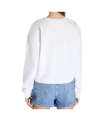 Sweat blanc femme tommy hilfiger dw0dw18143 - l